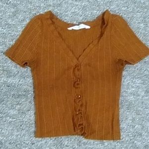 Burnt orange bottin up crop top